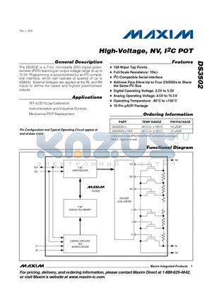 DS3502_09 datasheet - High-Voltage, NV, I2C POT