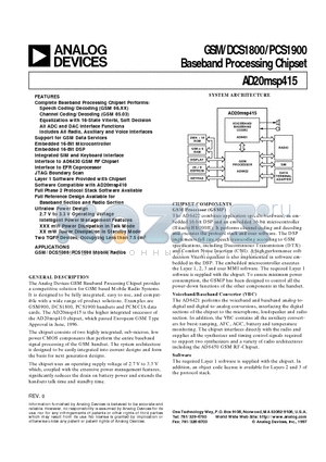 AD6422AST datasheet - GSM/DCS1800/PCS1900 Baseband Processing Chipset