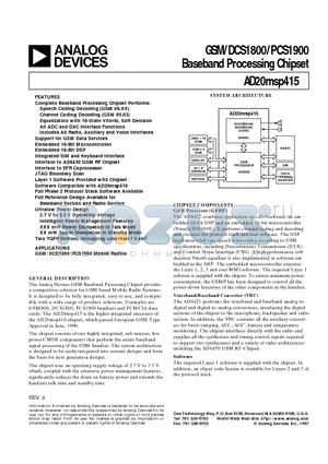 AD6423 datasheet - GSM/DCS1800/PCS1900 Baseband Processing Chipset