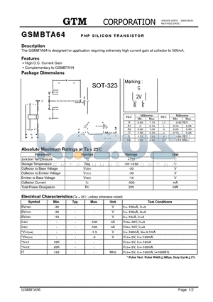 GSMBTA64 datasheet - PNP SILICON TRANSISTOR