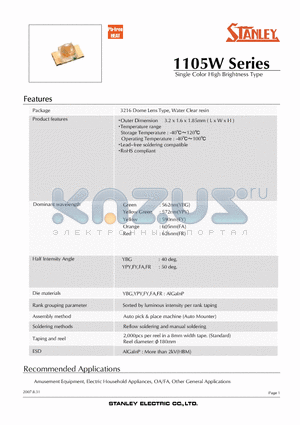 FA1105W datasheet - Single Color High Brightness Type