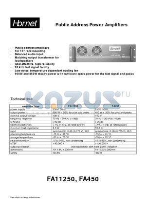 FA11250 datasheet - Public Address Power Amplifiers