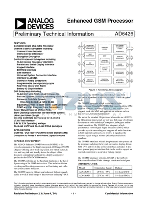 AD6426XB datasheet - Enhanced GSM Processor