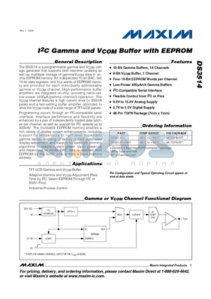 DS3514 datasheet - I2C Gamma and VCOM Buffer with EEPROM