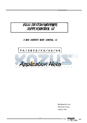 FA13843 datasheet - FUJI SWITCHING POWER SUPPLYCONTROL IC