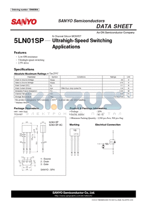 5LN01SP datasheet - Ultrahigh-Speed Switching Applications