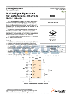 33988 datasheet - Dual Intelligent High-current Self-protected Silicon High Side Switch (8.0mY)