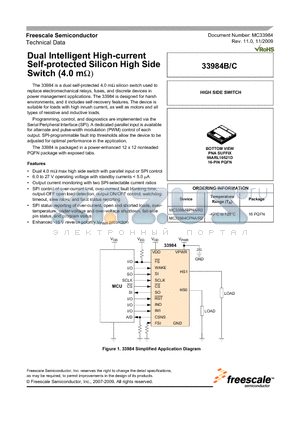 33984B datasheet - Dual Intelligent High-current Self-protected Silicon High Side Switch (4.0 mY)