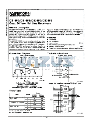 DS3652N datasheet - Quad Differential Line Receivers