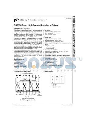 DS3658 datasheet - Quad High Current Peripheral Driver