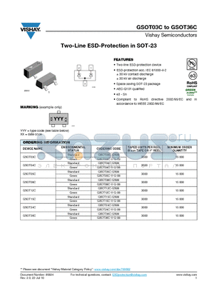 GSOT03C-V-G-08 datasheet - Two-Line ESD-Protection in SOT-23