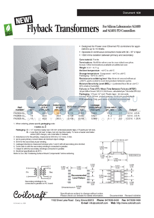 FA2805-CL datasheet - Flyback Transformers