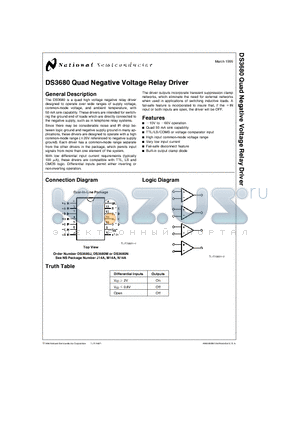 DS3680 datasheet - Quad Negative Voltage Relay Driver