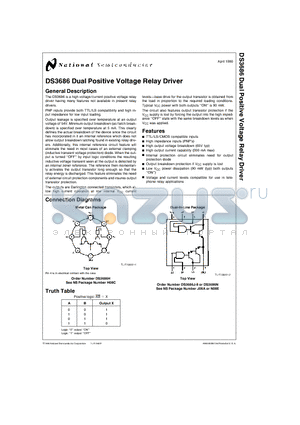 DS3686 datasheet - Dual Positive Voltage Relay Driver