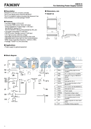 FA3630V datasheet - For Switching Power Supply Control