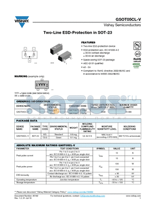 GSOT05CL-V-G-08 datasheet - Two-Line ESD-Protection in SOT-23