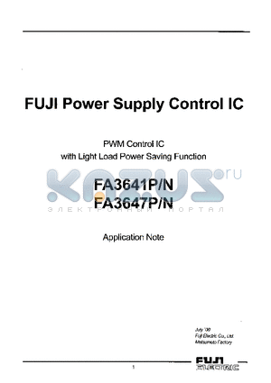 FA3641P datasheet - PUJI Power Supply Controllc