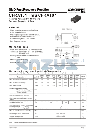 CFRA104 datasheet - SMD Fast Recovery Rectifier