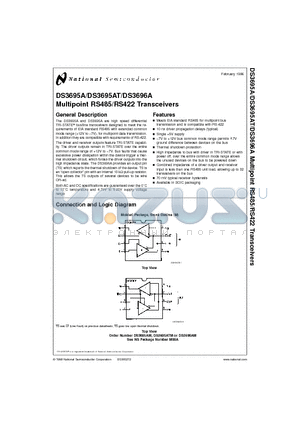 DS3695ATM datasheet - Multipoint RS485/RS422 Transceivers