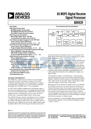 AD6620PCB datasheet - 65 MSPS Digital Receive Signal Processor