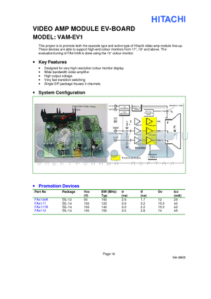 FA4105A datasheet - VIDEO AMP MODULE EV-BOARD