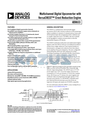 AD6633 datasheet - Multichannel Digital Upconverter with VersaCREST Crest Reduction Engine