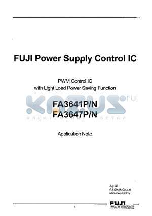 FA3641P_00 datasheet - PUJI Power Supply Controllc