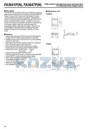 FA3647 datasheet - PWM control IC with light load power saving function For Switching Power Supply Control