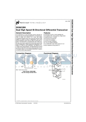 DS36C200 datasheet - Dual High Speed Bi-Directional Differential Transceiver