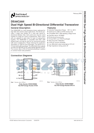 DS36C200I datasheet - Dual High Speed Bi-Directional Differential Transceiver