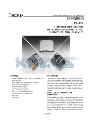 FA4489 datasheet - 9 CHANNEL PRESELECTOR ULTRA LOW INTERMODULATION DISTORTION 1 MHZ - 1200 MHZ