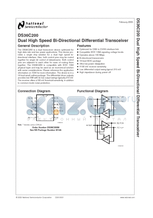 DS36C200M datasheet - Dual High Speed Bi-Directional Differential Transceiver