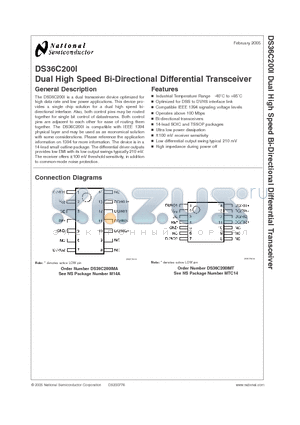 DS36C200IMT datasheet - Dual High Speed Bi-Directional Differential Transceiver