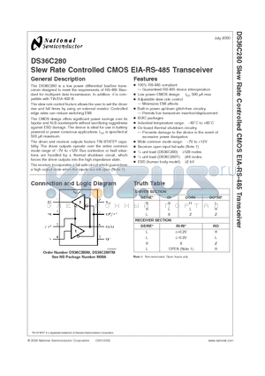 DS36C280_00 datasheet - Slew Rate Controlled CMOS EIA-RS-485 Transceiver