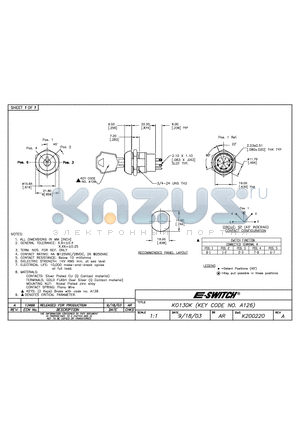 KO130K datasheet - KEYLOCK SWITCHES