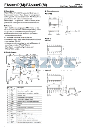 FA5332M datasheet - Bipolar IC For Power Factor Correction