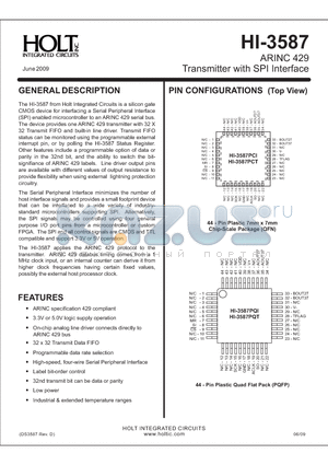 HI-3587PCI datasheet - ARINC 429 Transmitter with SPI Interface