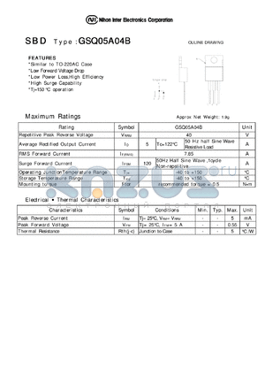 GSQ05A04B datasheet - Schottky Barrier Diode