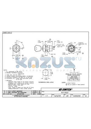 KO130Z2 datasheet - KEYLOCK SWITCHES