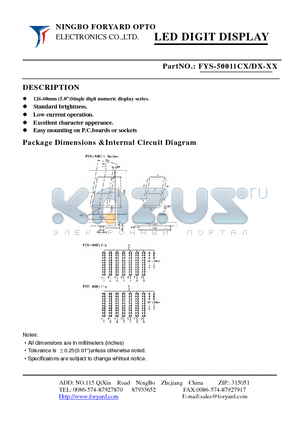 FYS-50011CX datasheet - LED DIGIT DISPLAY