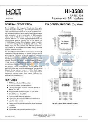 HI-3588PQTF datasheet - Receiver with SPI Interface
