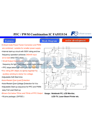 FA5534 datasheet - PFC / PWM Combination