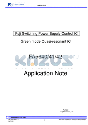 FA5640 datasheet - Fuji Switching Power Supply Control IC