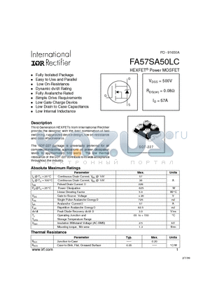 FA57SA50LC datasheet - HEXFET Power MOSFET