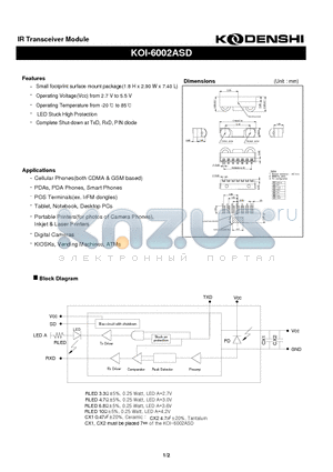 KOI-6002ASD datasheet - IR Transceiver Module