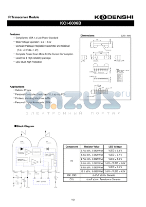 KOI-6006B datasheet - IR Transceiver Module