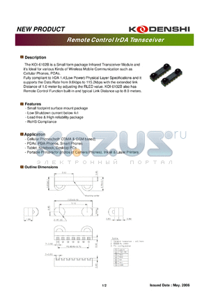 KOI-6102B datasheet - Microminiature Remote Control IrDA Transceiver