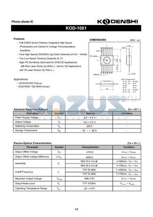 KOD-1081 datasheet - Photo diode IC