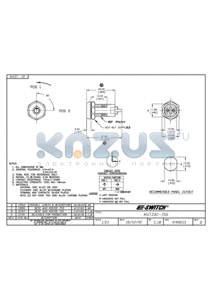 KO133C-755 datasheet - KEYLOCK SWITCHES