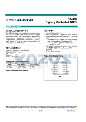 DS4000 datasheet - Digitally Controlled TCXO